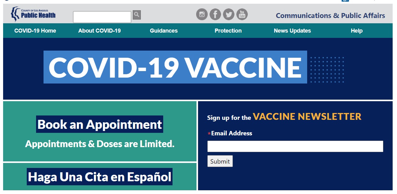 County of Los Angeles Public Health – COVID19 Vaccine Updates