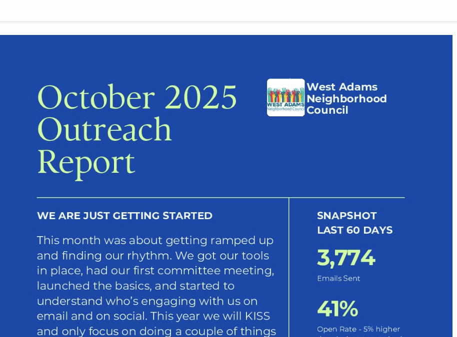 October Outreach Committee Report