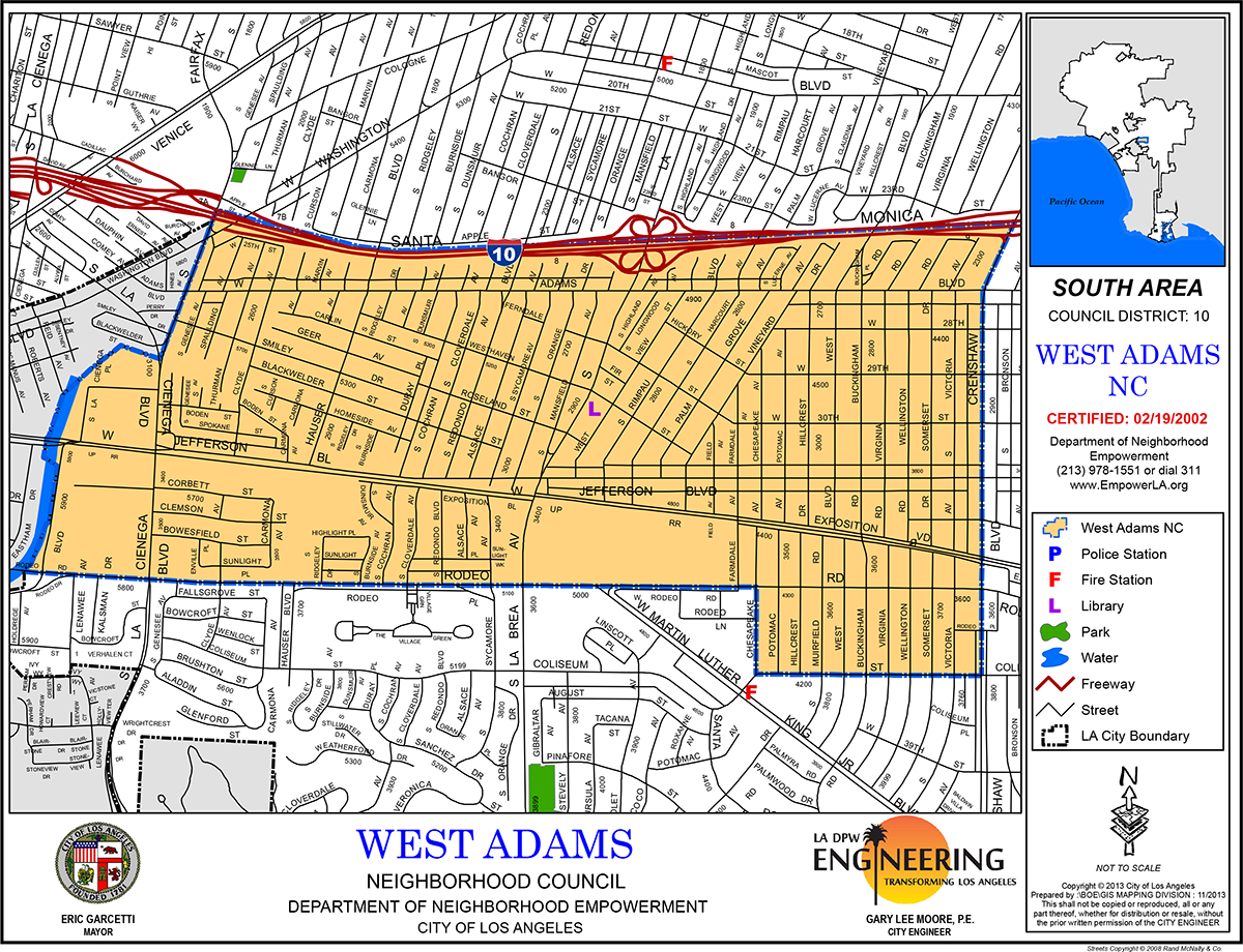 West Adams Neighborhood boundaries