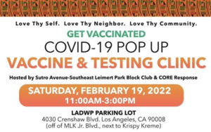 Covid-19 Pop Up Vaccination & Testing Clinic, Sat. Feb 19